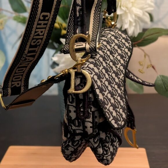 ⬇️PD⬇️DIOR Saddle Bag Oblique Embroidery w/ Dior Strap - Picture 3 of 14